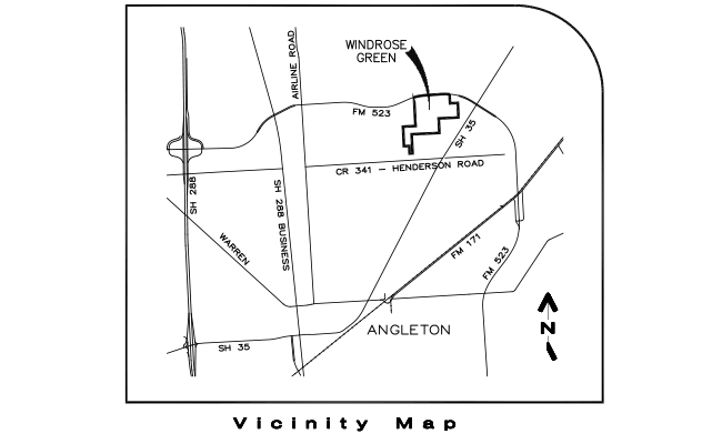 Windrose Green in Angleton and Surrounding Areas Map